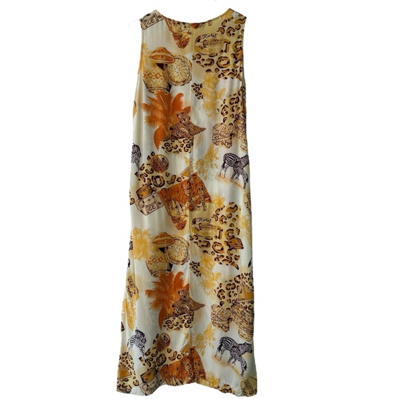 100% Cotton Solitaire Safari Print Dress in Shades of Orange & Cream Size Small - Picture 8 of 8